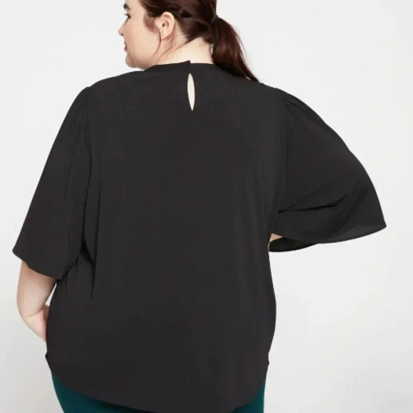 Universal Standard Crepe Jersey Capelet Blouse in Black - Picture 2 of 12